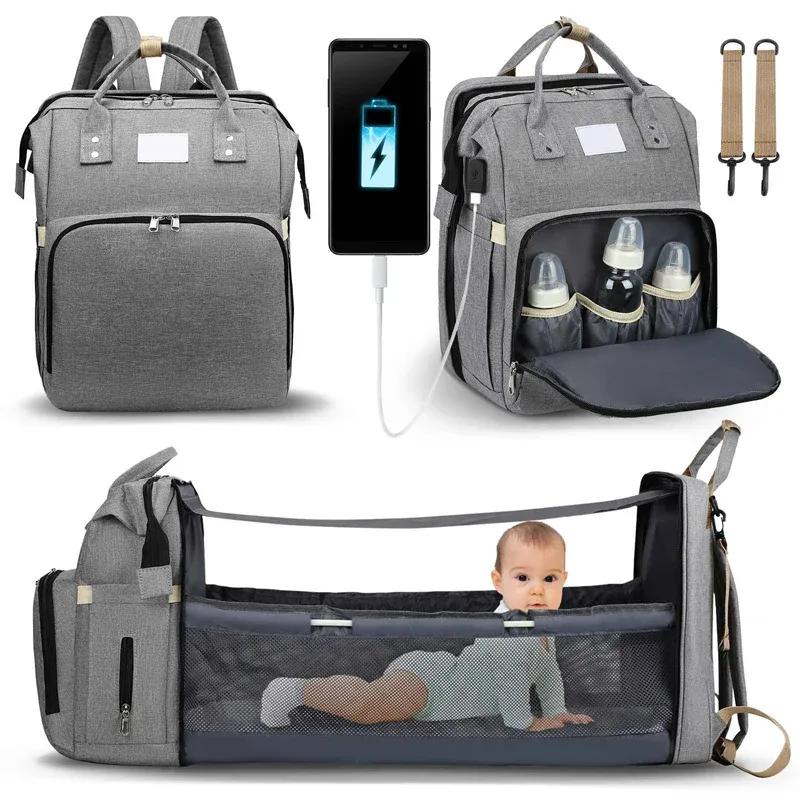 Babies Portable Folding Crib Diaper Bag Multi-Function