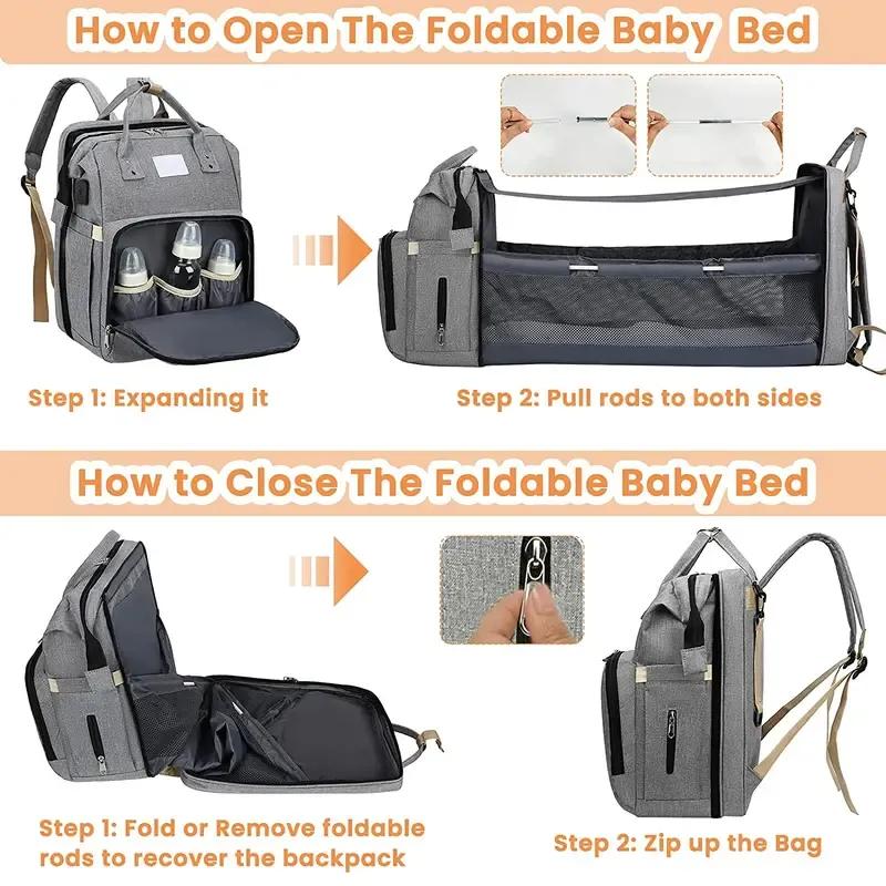 Babies Portable Folding Crib Diaper Bag Multi-Function